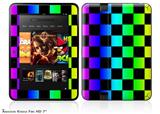 Rainbow Checkerboard Decal Style Skin fits 2012 Amazon Kindle Fire HD 7 inch
