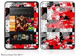 Checker Skull Splatter Red Decal Style Skin fits 2012 Amazon Kindle Fire HD 7 inch