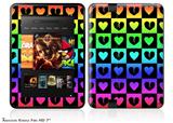 Love Heart Checkers Rainbow Decal Style Skin fits 2012 Amazon Kindle Fire HD 7 inch