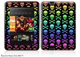 Skull and Crossbones Rainbow Decal Style Skin fits 2012 Amazon Kindle Fire HD 7 inch