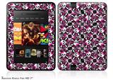 Splatter Girly Skull Pink Decal Style Skin fits 2012 Amazon Kindle Fire HD 7 inch