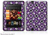 Splatter Girly Skull Purple Decal Style Skin fits 2012 Amazon Kindle Fire HD 7 inch