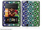 Splatter Girly Skull Rainbow Decal Style Skin fits 2012 Amazon Kindle Fire HD 7 inch