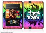 Cartoon Skull RainbowDecal Style Skin fits 2012 Amazon Kindle Fire HD 7 inch