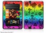 Cute Rainbow Monsters Decal Style Skin fits 2012 Amazon Kindle Fire HD 7 inch