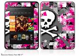 Girly Pink Bow Skull Decal Style Skin fits 2012 Amazon Kindle Fire HD 7 inch