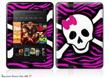 Pink Zebra Skull Decal Style Skin fits 2012 Amazon Kindle Fire HD 7 inch