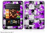 Purple Checker Skull Splatter Decal Style Skin fits 2012 Amazon Kindle Fire HD 7 inch