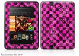 Pink Checkerboard Sketches Decal Style Skin fits 2012 Amazon Kindle Fire HD 7 inch