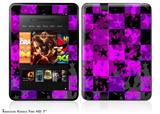 Purple Star Checkerboard Decal Style Skin fits 2012 Amazon Kindle Fire HD 7 inch
