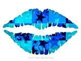 Blue Star Checkers - Kissing Lips Fabric Wall Skin Decal measures 24x15 inches