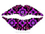 Pink Floral - Kissing Lips Fabric Wall Skin Decal measures 24x15 inches