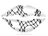 Ripped Fishnets - Kissing Lips Fabric Wall Skin Decal measures 24x15 inches