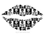 Skull Checkerboard - Kissing Lips Fabric Wall Skin Decal measures 24x15 inches
