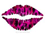 Pink Distressed Leopard - Kissing Lips Fabric Wall Skin Decal measures 24x15 inches
