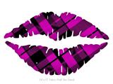 Pink Plaid - Kissing Lips Fabric Wall Skin Decal measures 24x15 inches