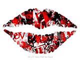 Red Graffiti - Kissing Lips Fabric Wall Skin Decal measures 24x15 inches