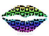 Love Heart Checkers Rainbow - Kissing Lips Fabric Wall Skin Decal measures 24x15 inches