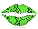 Ripped Fishnets Green - Kissing Lips Fabric Wall Skin Decal measures 24x15 inches