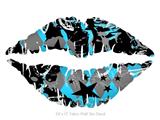 SceneKid Blue - Kissing Lips Fabric Wall Skin Decal measures 24x15 inches