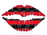 Skull Stripes Red - Kissing Lips Fabric Wall Skin Decal measures 24x15 inches