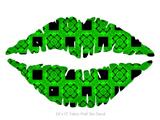 Criss Cross Green - Kissing Lips Fabric Wall Skin Decal measures 24x15 inches