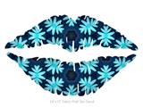 Abstract Floral Blue - Kissing Lips Fabric Wall Skin Decal measures 24x15 inches
