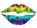 Cute Rainbow Monsters - Kissing Lips Fabric Wall Skin Decal measures 24x15 inches