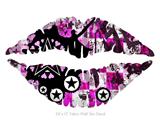 Pink Star Splatter - Kissing Lips Fabric Wall Skin Decal measures 24x15 inches