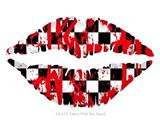 Checkerboard Splatter - Kissing Lips Fabric Wall Skin Decal measures 24x15 inches