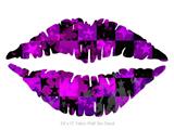 Purple Star Checkerboard - Kissing Lips Fabric Wall Skin Decal measures 24x15 inches