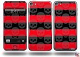 Skull Stripes Red Decal Style Vinyl Skin - fits Apple iPod Touch 5G (IPOD NOT INCLUDED)