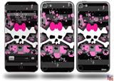 Pink Bow Skull Decal Style Vinyl Skin - fits Apple iPod Touch 5G (IPOD NOT INCLUDED)