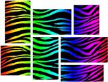 Rainbow Zebra - 7 Piece Fabric Peel and Stick Wall Skin Art (50x38 inches)