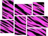Pink Tiger - 7 Piece Fabric Peel and Stick Wall Skin Art (50x38 inches)