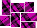 Pink Plaid - 7 Piece Fabric Peel and Stick Wall Skin Art (50x38 inches)