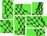 Ripped Fishnets Green - 7 Piece Fabric Peel and Stick Wall Skin Art (50x38 inches)