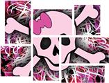 Pink Skull - 7 Piece Fabric Peel and Stick Wall Skin Art (50x38 inches)