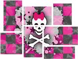 Princess Skull Heart - 7 Piece Fabric Peel and Stick Wall Skin Art (50x38 inches)