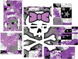 Princess Skull Purple - 7 Piece Fabric Peel and Stick Wall Skin Art (50x38 inches)