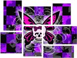 Butterfly Skull - 7 Piece Fabric Peel and Stick Wall Skin Art (50x38 inches)
