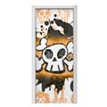 Cartoon Skull Orange Door Skin (fits doors up to 34x84 inches)