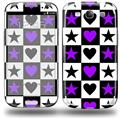 Purple Hearts And Stars - Decal Style Skin (fits Samsung Galaxy S III S3)