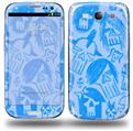 Skull Sketches Blue - Decal Style Skin (fits Samsung Galaxy S III S3)
