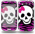 Pink Zebra Skull - Decal Style Skin (fits Samsung Galaxy S III S3)