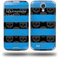 Skull Stripes Blue - Decal Style Skin (fits Samsung Galaxy S IV S4)