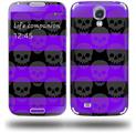 Skull Stripes Purple - Decal Style Skin (fits Samsung Galaxy S IV S4)
