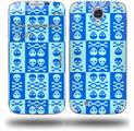 Skull And Crossbones Pattern Blue - Decal Style Skin (fits Samsung Galaxy S IV S4)