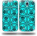 Skull Patch Pattern Blue - Decal Style Skin (fits Samsung Galaxy S IV S4)