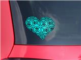 Skull Patch Pattern Blue - I Heart Love Car Window Decal 6.5 x 5.5 inches